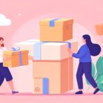 パッケージデザインとそれにまつわる人々のイラスト